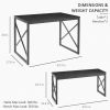 Modern Industrial Black Wood-Top Kitchen Dining Table Set with 2 Benches