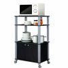 Modern 3-Shelf Kitchen Bakerâˆšâ‰ s Rack Cart on Wheels in Black Wood Finish