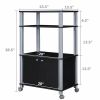 Modern 3-Shelf Kitchen Bakerâˆšâ‰ s Rack Cart on Wheels in Black Wood Finish