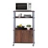 Modern 3-Shelf Kitchen Bakerâˆšâ‰ s Rack Cart on Wheels in Brown Wood Finish