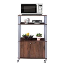 Modern 3-Shelf Kitchen Bakerâˆšâ‰ s Rack Cart on Wheels in Brown Wood Finish