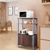 Modern 3-Shelf Kitchen Bakerâˆšâ‰ s Rack Cart on Wheels in Brown Wood Finish