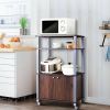 Modern 3-Shelf Kitchen Bakerâˆšâ‰ s Rack Cart on Wheels in Brown Wood Finish