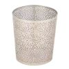 1.3 Gallon Metal Floral Pattern Trash Can Waste Basket in Silver