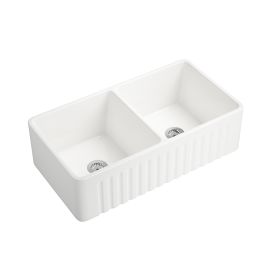 Farmhouse/Apron Front White Ceramic Double bowl Kitchen Sink