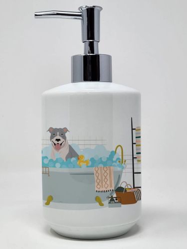 NEW Blue and White Pit Bull Terrier Ceramic Soap Dispenser Hand Soap Dispenser Pump Bottles for Bathroom Kitchen