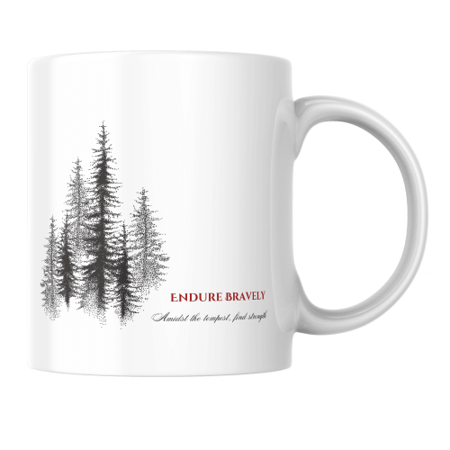 White Ceramic Mug Endure Bravely Design By HadiArts